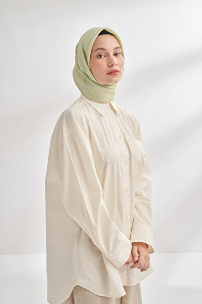 ARMANDA Premium %100 Twill İpek Eşarp Düz Çift Taraflı İpek Silk - Keten Yeşili