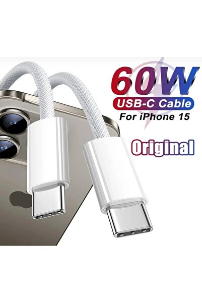 /iphone İPad 15/16 Plus 17promax uyumlu 60w Hızlı Şarj kablosu Örgü Usb-C PD Hasır Kablo Type-C