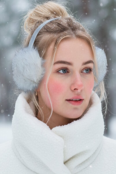 CAŞ DEKORASYON Beyaz Renk Simli Peluş Kulaklık