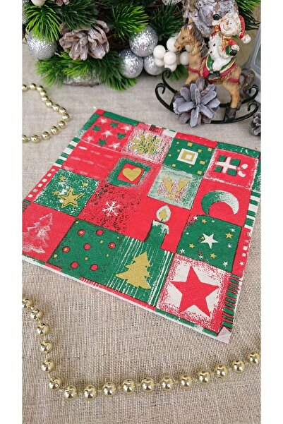 Yenigeldi White Christmas Motif Napkin Christmas Tree Ornaments Illustrated Decorative Appearance