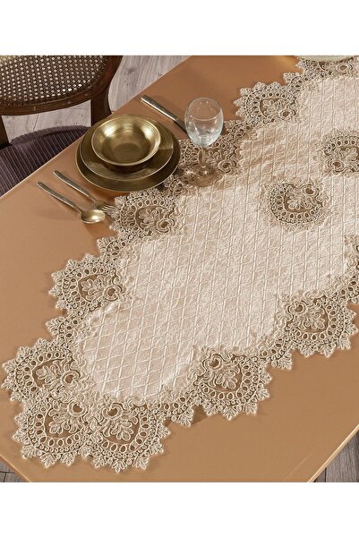 Madamca Vasiliki Velvet Lace Runner Cream (60*120