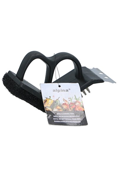 Alpina Perie de grătar, 3 în 1, Alpina, răzuitor de grăsime, mâner robust, negru