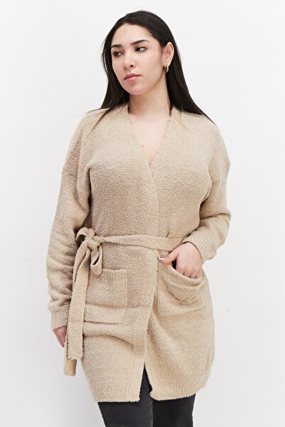 Brave Soul Women Textured Fleece Sweater, Tan