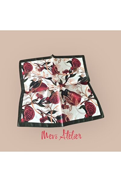 Mevi Atelier وشاح باندانا ملون بنقشة الرمان 50 × 50