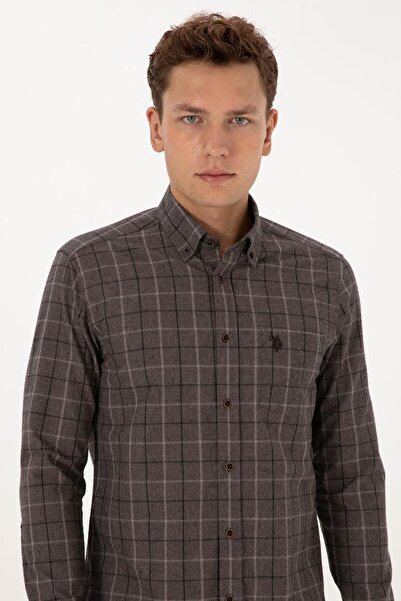 U.S. Polo Assn. Men's Brown Long Sleeve Shirt Tekspor223634.8