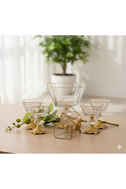 ÇNR Home Collection Karen 7-Piece Cast Iron Pedestal Serving Bowl Set Magnoli...