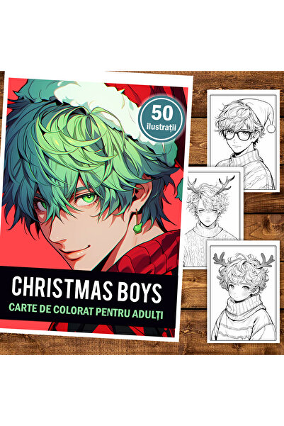 Legendary Gifts Carte de colorat, 50 de ilustrații, Băieți de Crăciun Anime