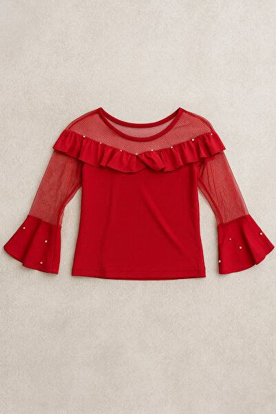 KESKİN BEBE Girl's Polka Dot Sweatshirt with Sleeves