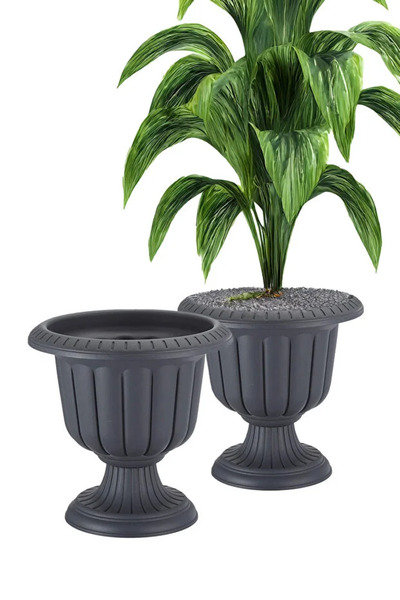 BiDünya 2 Adet Nergis Saksı 6 Litre Ayaklı Plastik Çiçek Saksı Seti