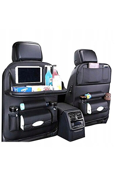 OEM Car seat organizer, leather, 6 pockets, 62 x 42cm, Black
