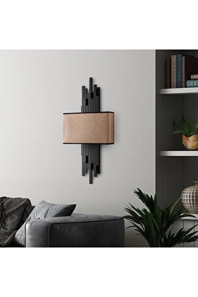 MOİRA Axis Bidirectional Lampshade Headed Sconce Black, Rustic Decorative Metal Single Wall Lamp Axis-15102