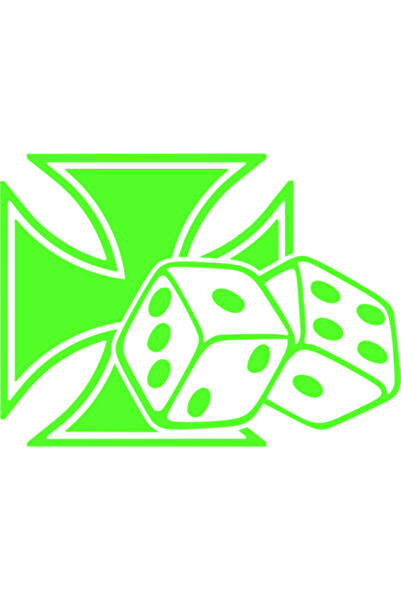 Oracal Sticker auto ''Cruce cu zaruri'', 15cm, verde