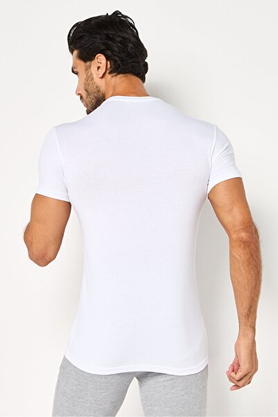 Emporio Armani Men Crew Neck Brand Logo Short Sleeve Sleepwear T-Shirt, White