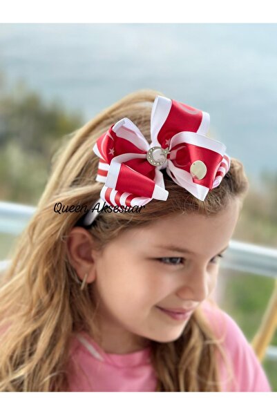 QUEEN AKSESUAR Coroană cu panglică din satin cu steag turcesc, design roșu al...