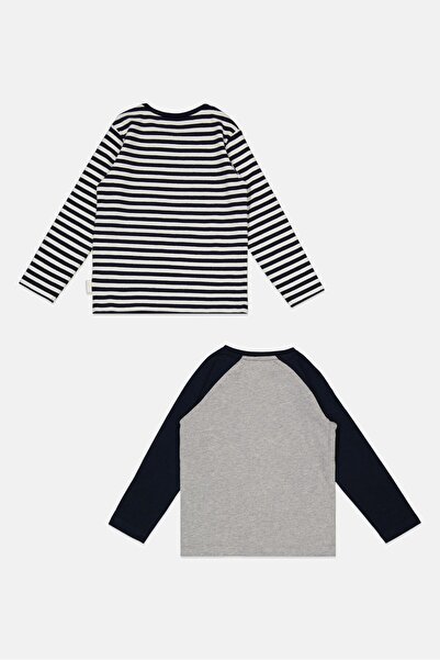 s.Oliver Toddlers Boy 2 Piece Stripe Long Sleeve T Shirt, White/Navy Combo