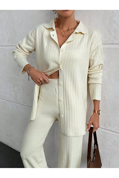 TOFAN TRİKO Polo Neck Oversize Double Suit