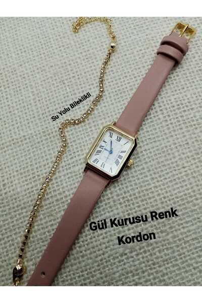 Brality ساعة يد نسائية موديل جديد عتيقة الطراز بلون وردي مجفف tt0056