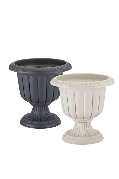 BiDünya 2 Adet Nergis Saksı 6 Litre Ayaklı Plastik Çiçek Saksı Seti