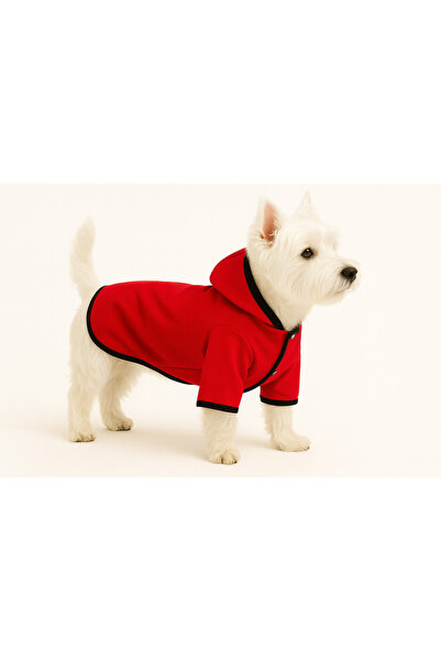 DOGİ&DOG Small Breed Red Imported Softshell Fabric Dog Raincoat with Fleece Inside (1-11 kg)