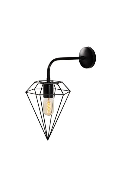 MOİRA Diamond Geometric Wire Headboard Metal Single Sconce with Tufts Black,Modern Decorative Wall Lamp Elmas-6301