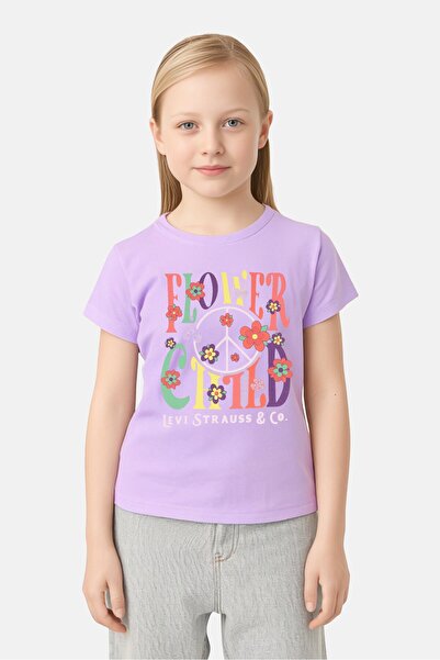 Levi's Kids Girl Short Sleeve Graphic Print T-Shirt, Lavender