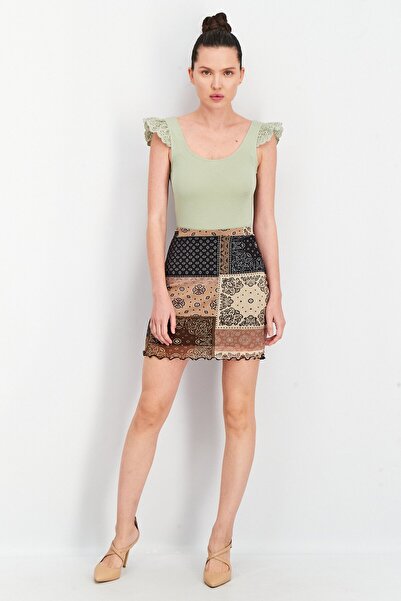 Daisy Street Women Textured Mini Skirts, Brown