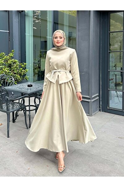 Miraydın Butik Women's Double Crepe Fabric Stylish Jacket and Skirt Set Mold Green - M41420