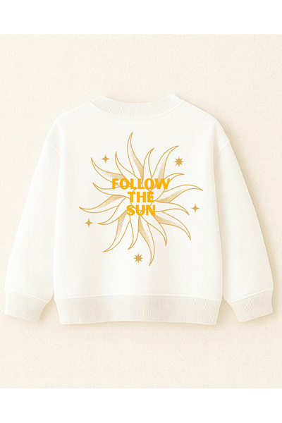 fasardi Fată Copil Față Spate cu imprimeu 3 fire fără șardon cu mânecă lungă O supradimensionat Sweat tricou - Follow The Sun