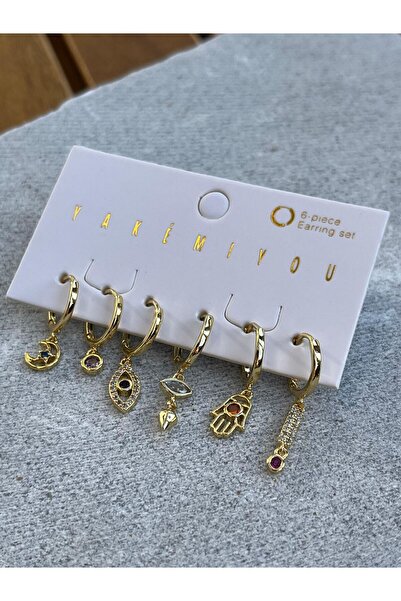 nunu takı أقراط ياكيمييو المزخرفة على شكل عين ويد مكونة من ست قطع