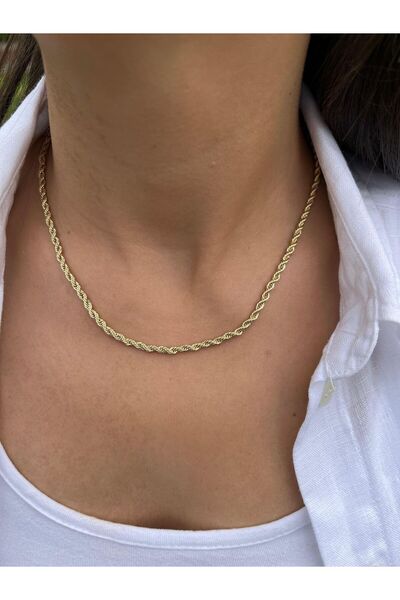 nunu takı قلادة سلسلة ملتوية رفيعة بلون ذهبي
