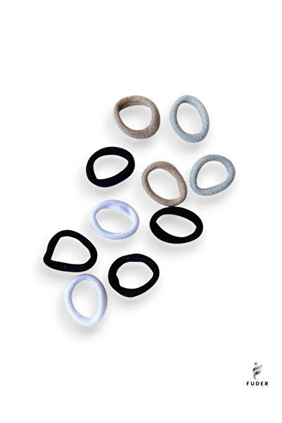 FUDER 10'lu Karışık Renk Simli Havlu Lastik Toka