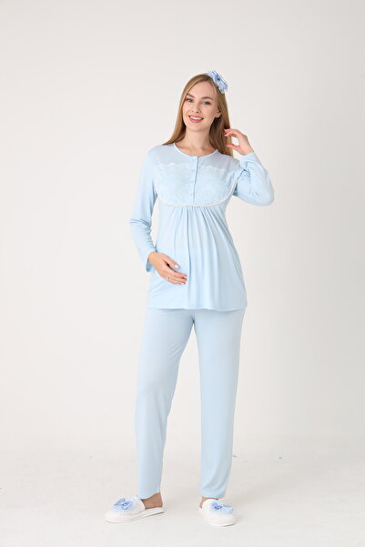 EM&FA TEKSTİL Hamile Lohusa Sabahlıklı Pijama Takımı