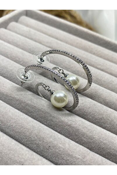 Kaan Accessoire Spiral Model Zircon Stone Steel Earrings Bridal Earrings Wedd...