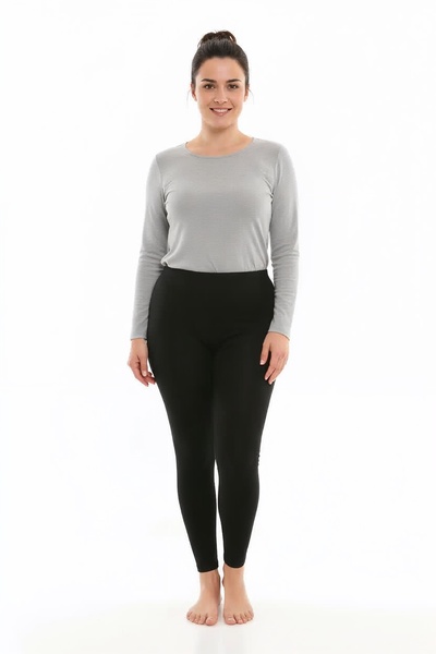 KonForYou Plus Size Fleece-Lined Thermal Leggings |   Unisex Cotton Black Leggings Underwear