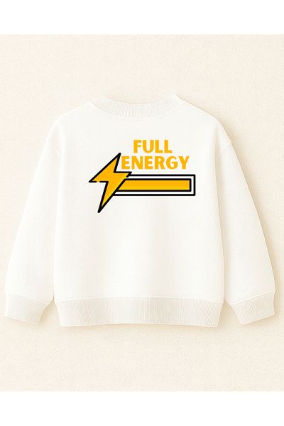 fasardi Față Spate cu imprimeu 3 Thread Fără șardons Manecă lungă O supradimensionat Sweat pentru băieți tricou - Full Energy