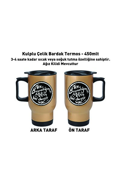 DKDZ SHOP Steel Cup Thermos with Handle - 450Mlt - Sözler001