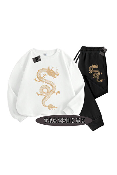 Tarzsokak Λευκό Μπισκιλέτ Ντράγκον με λεπτομέρειες, διπλό σετ