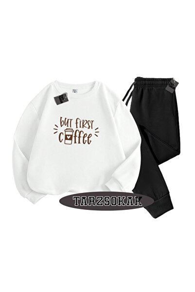 Tarzsokak Λευκό Σετ Μπισκίλετ Κάφι με Λεπτομέρειες, Διπλό Σετ