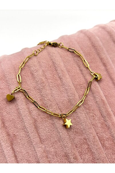 aurora dükkan Çelik Kalp Yıldız Kelebekli Zincir Bileklik