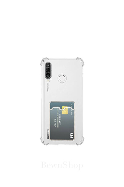 bewn Huawei P30 Lite Uyumlu Kartlıklı Cüzdan Şeffaf Kenar Korumalı Köşeleri T...