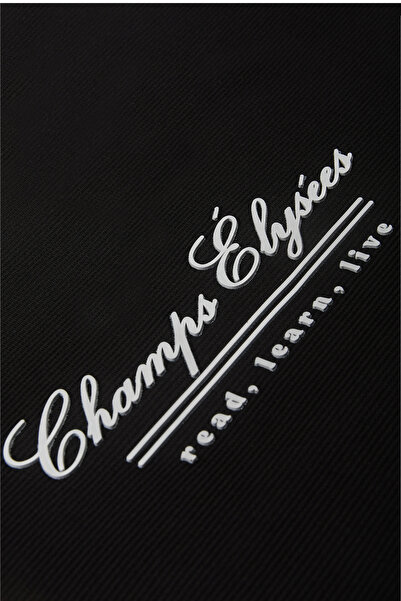 DeepSEA Erkek Siyah Fitilli Şardonlu Sweatshirt - Pamuklu, Likralı, Rahat Kalıp Sweatshirt 2601510