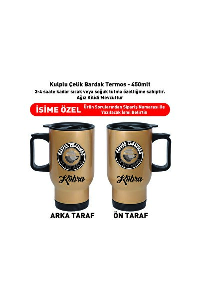 DKDZ SHOP Steel Cup Thermos with Handle - 450Mlt Name B Printed - Soz04
