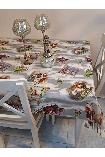 Başak Ev Tekstili Față de masă din PVC cu model de Anul Nou – ștergabilă și impermeabilă