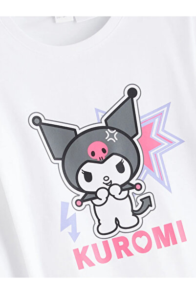 LC Waikiki Lcw Kids White Crew Neck Kuromi Printed Girls Pajama Set