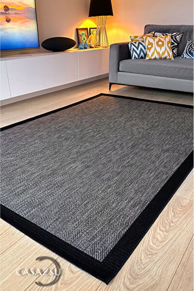 CASAZSU Agra Serisi Bordürlü Sisal Modern Dokuma Kolay Temizlenen Mutfak Salon Koridor Halısı