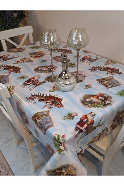 Başak Ev Tekstili Față de masă din PVC cu model de Anul Nou – ștergabilă și impermeabilă