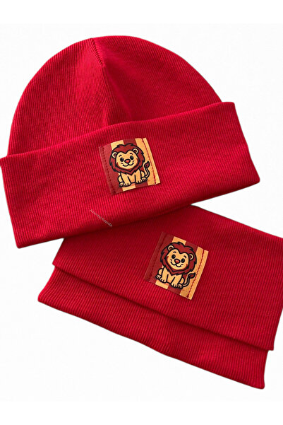 Mustran Children's Fan Patterned 95% Cotton Ribbed Beanie Neck Collar Set of 2 – Handcrafted Unisex (3–8 Years)