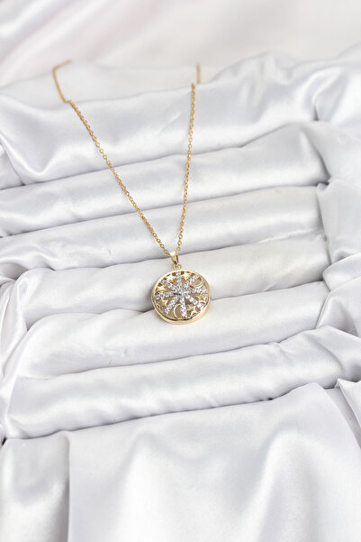 Lisinya قلادة نسائية من الفولاذ 316L بلون ذهبي مع حجر الزركون -