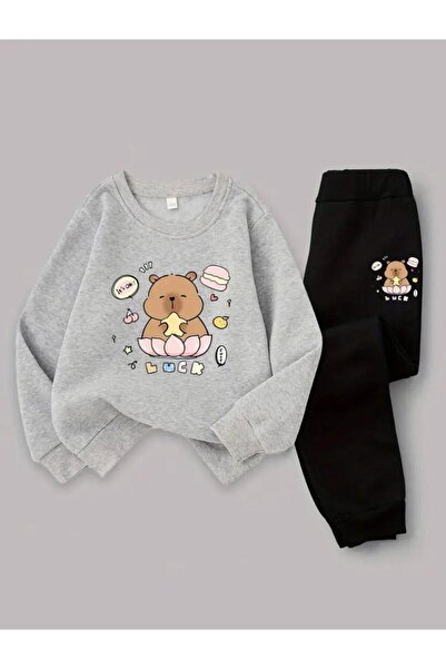 No Plan SET DE PENTRUȚE CU Gât rotund, cu imprimeu CAPYBARA LUCK, pentru fete...