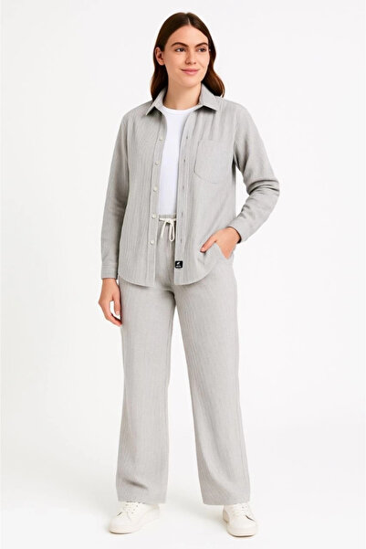 ARONA Mdb Velvet Oversized Set – Shirt and Pants Two-Piece, Smoked Corduroy Elegance, Comfortable and Elegant Posture